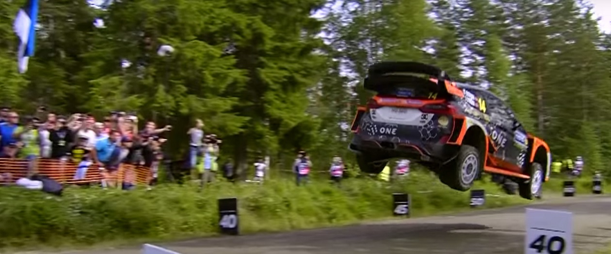 Car Flies 160 Feet Through the Air at Rally Finland